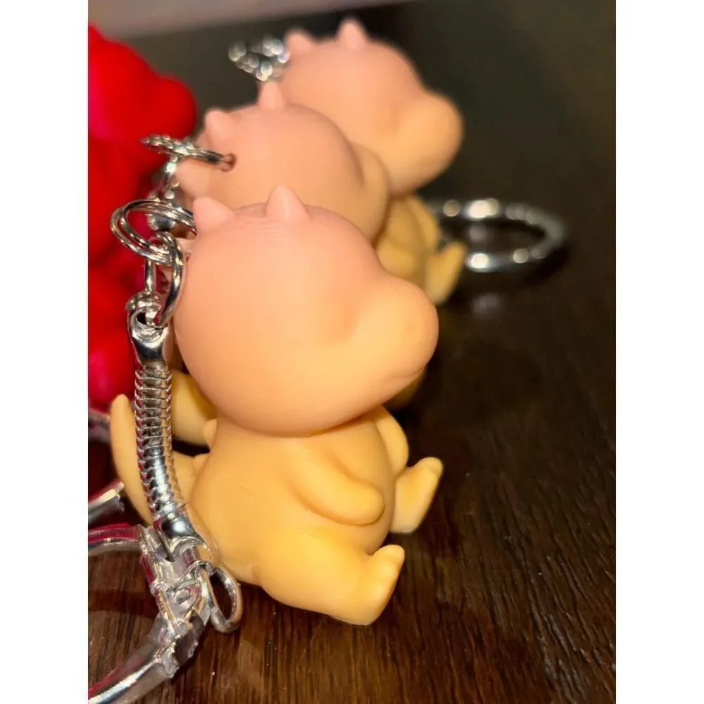Baby Dinosaur Keychain Handcrafted Multiple Colors Cute Chibi Key Ring (10-pack)